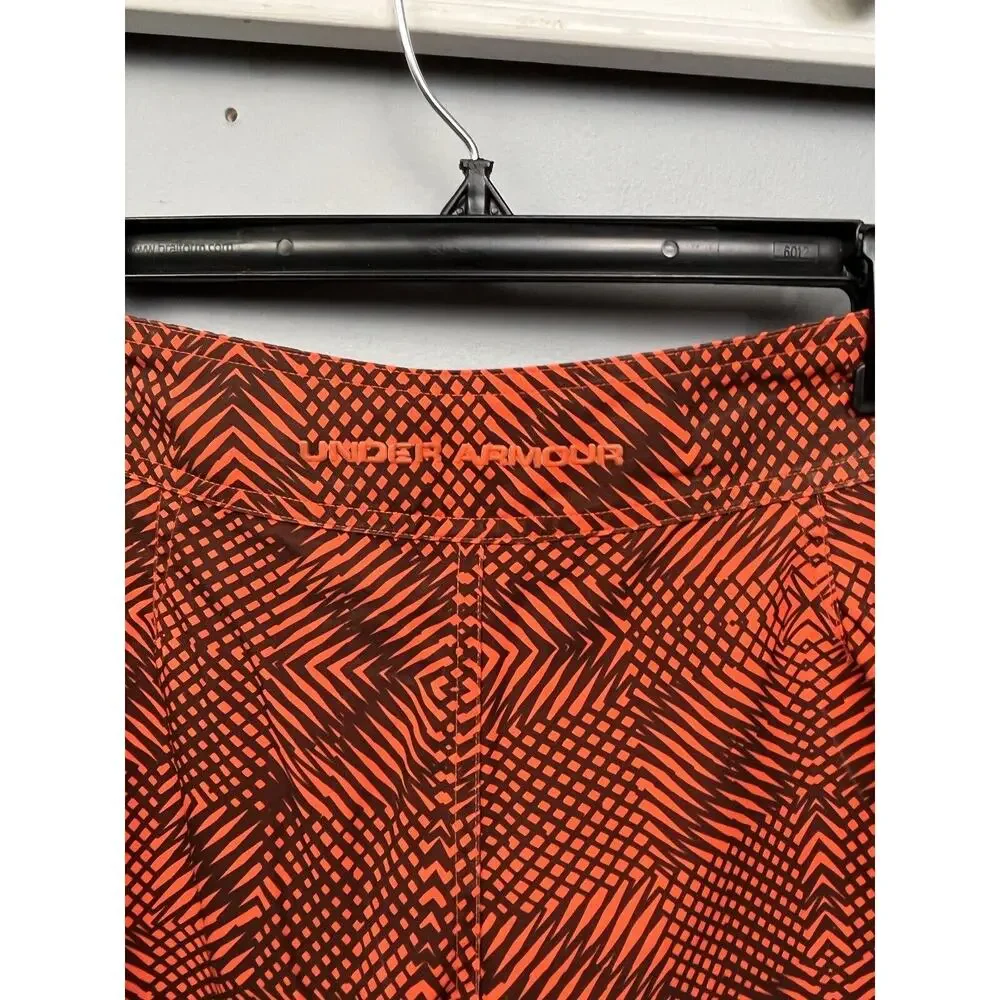 Under Armour Board Shorts Mens Size 32‎ Orange Black Pockets Swim Beach Vacation